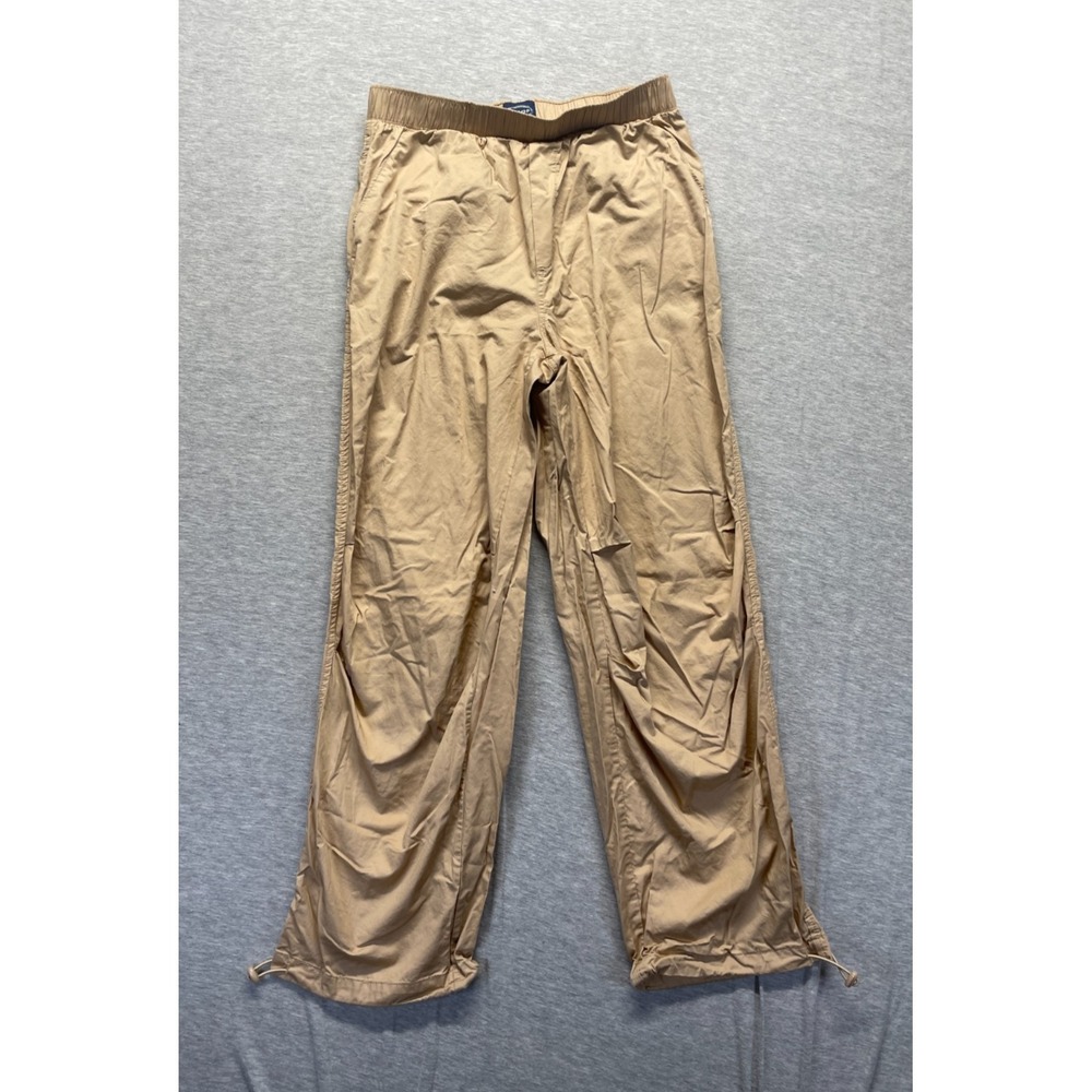 Scoop Pants Womens Small Beige Cotton Relaxed Fit Elastic Waist Drawcord Hem
